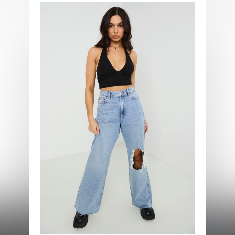 NWT Garage Street Wide Leg Jeans High Rise Size 0 or 24 Slightly Distressed